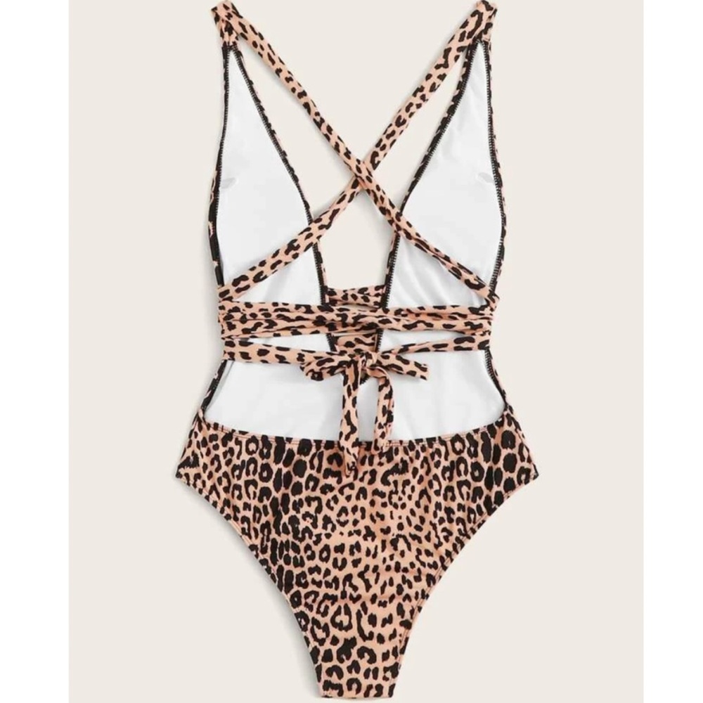 Leopard Print Monokini, Bikini, Swimsuit - Picture 3 of 3